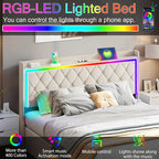 Modern Multi-Color LED Light Queen Bed Frame - Image 8