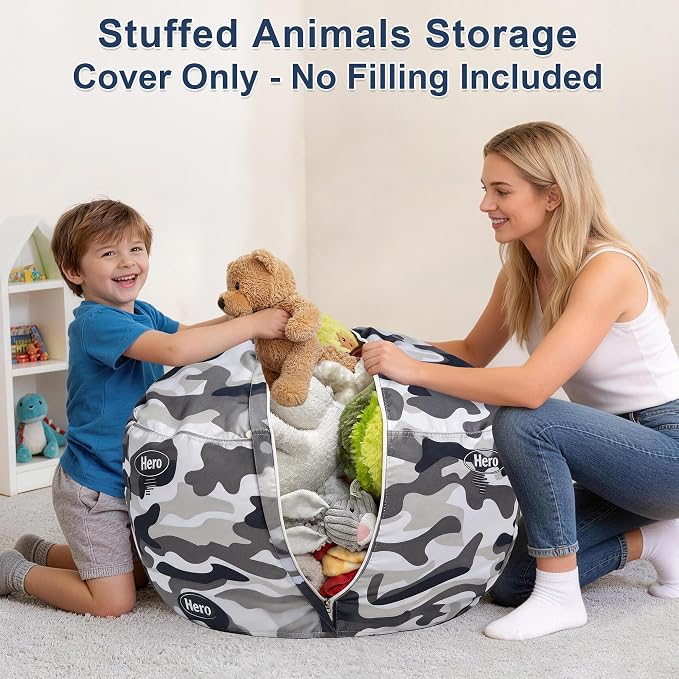 Lukeight Camo Stuffed Animals Storage Bean Bag Chair Cover - Image 2