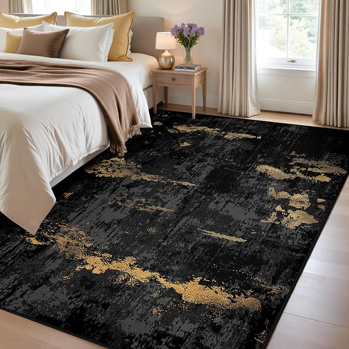 RELEANY Washable Area Rugs 4'x6' Non-Slip Modern Abstract Soft - Image 2