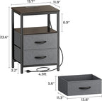 Huuger Nightstand with Charging Station, Fabric Drawers, End Table with Open - Image 3