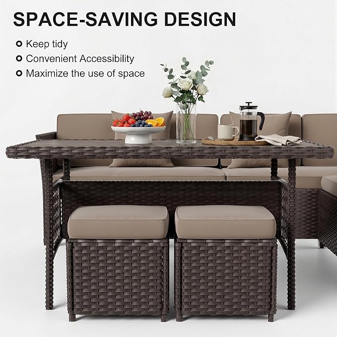 LOUVIXA 7 Pieces Patio Furniture Set, Outdoor Patio Furniture, Wicker - Image 4