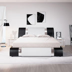 Allewie Queen Bed Frame with Iron Piece Decor, Faux Leather Upholstered - Image 3