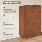 Solid Wood Dresser for Bedroom, Natural Solid Wood 6 Drawer Dresser, 45.3" Tall - Image 4