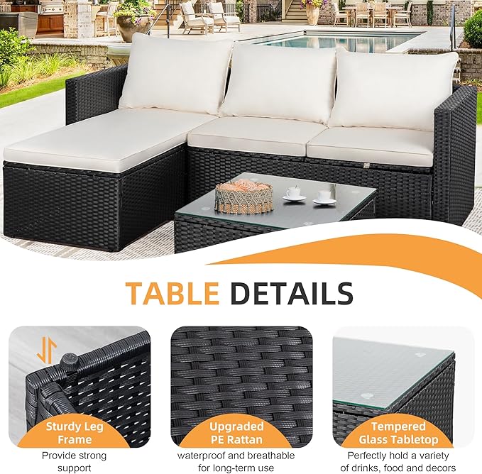 Shintenchi 4 Pieces Patio Furniture Sets, Outdoor Sofa Patio Sectional Sets All - Image 8