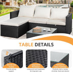 Shintenchi 4 Pieces Patio Furniture Sets, Outdoor Sofa Patio Sectional Sets All - Image 8