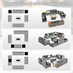 ovios 13 Pieces Patio Furniture Set, Outdoor Wicker Sectional Sofa - Image 2