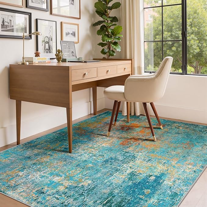 RELEANY Washable Area Rugs 6'x9' Non-Slip Modern Abstract Soft - Image 4