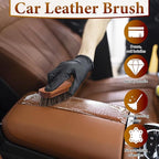 2 PCS Leather Brush Car Detailing, Horse Hair Brush, Car Cleaning Supplies - Image 5