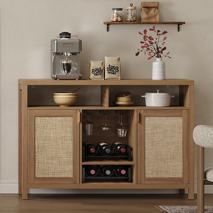 SICOTAS 51" Coffee Bar Cabinet Bar Cart - Image 4