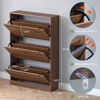 BORNOON Shoe Cabinet with 3 Flip Drawers, Slim Narrow Shoe Storage Cabinet - Image 2