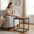 CENSI Modern Square End Table, Extra Thick 1.6" Wood Top & Metal Frame - Image 4
