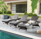 79'' Long Reclining Chaise Lounge Set, Outdoor Wicker Reclining Lounge Chair - Image 9