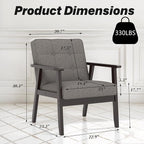 Modern Accent Chair with Arm Rest, Upholstered Linen Fabric Leisure Chair with - Image 2