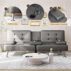 Shahoo Convertible Folding Futon Sofa Bed Sleeper Couch - Image 5