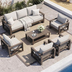 UDPATIO Aluminum Patio Furniture Set, Faux Wood Grain Modern Outdoor Furniture by UDPATIO