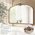 Besdomus Vintage Arched Gold Mirror: 40"x29" French Large Matt Gold Antique - Image 7