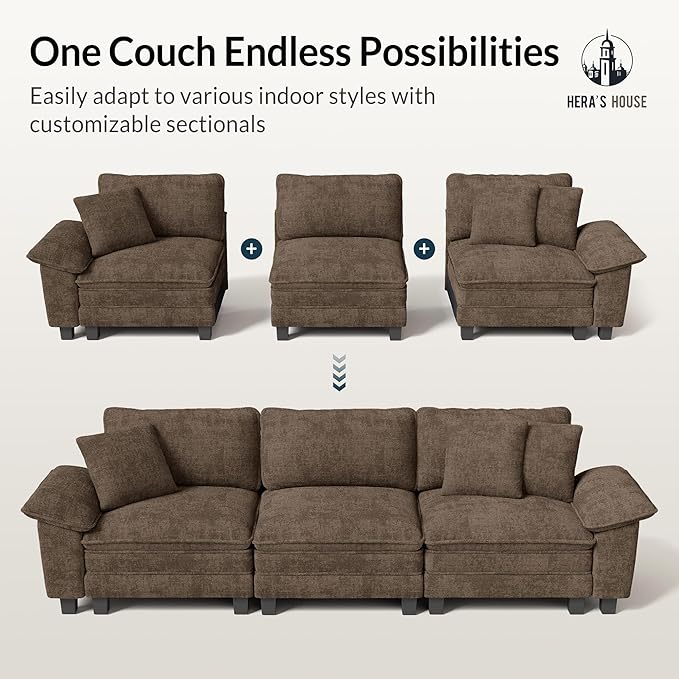 HERA'S HOUSE 124" Modular Sectional Sofa, Oversized U Shaped Couches - Image 7