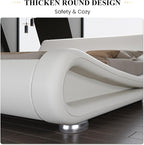 SHA CERLIN King Size Upholstered Bed Frame, Deluxe Low Profile Sleigh Bed - Image 6