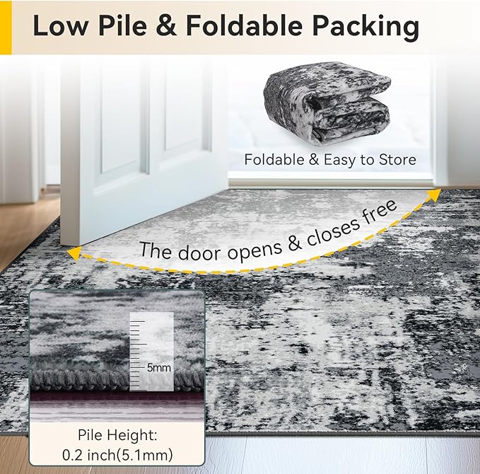 RELEANY Washable Area Rugs Square 10ft Non-Slip Modern Abstract Soft - Image 3