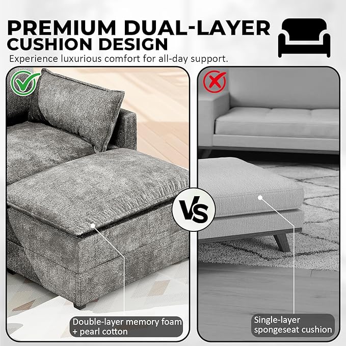 LEVELEVE 112.5" L-Shape Modular Sofa - Image 4