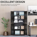 Metal Storage Cabinet with 3 Adjustable Shelves and 4 Doors, Steel Tool Cabinets - Image 7