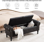 Storage Bench for Bedroom, Faux Leather 51" End of Bed Bench, Queen Size Bench - Image 4