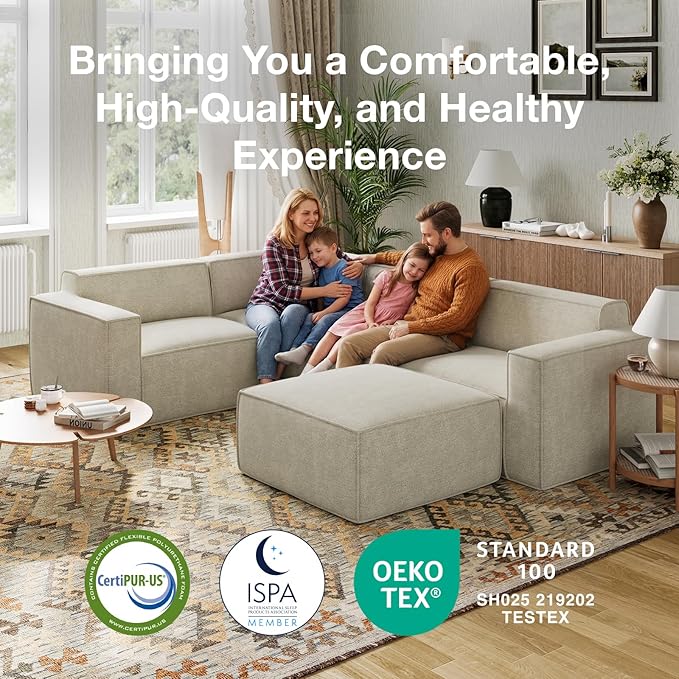 Novilla 134" Modular Sectional Sofa, No Assembly Cloud Sectional Couch - Image 12