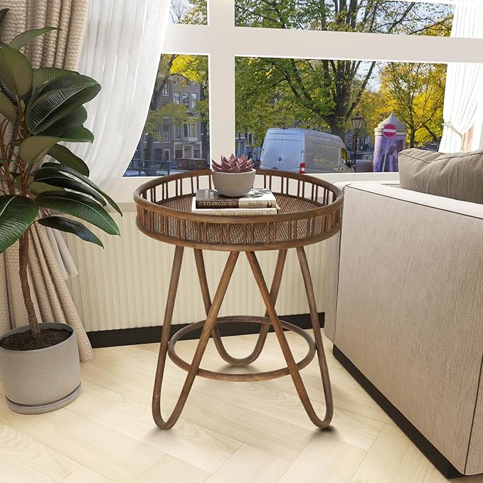 FINECASA Rattan Side Table - Image 4