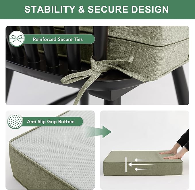 Summsun Water Resistant Outdoor Chair Cushions, Faux Linen Backrest and Deep - Image 3