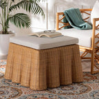 Bali & pari Palm Bohemian Honey Scallop Rattan Ottoman - Image 2