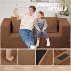 Folding Bean Bag Chair for Adults, 3-in-1 Bean Bag Couch Faux Fur Floor Sofa - Image 8