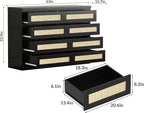 47 Inch Rattan 8 Drawer Dresser, Modern Farmhouse Chest of Drawers, Tv Stand - Image 2