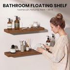 Fun Memories Floating Shelves for Wall, 24 Inch Set of 2 Rustic Wood Wall - Image 3
