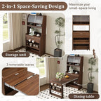Spaco 2-in-1 Folding Dining Table and Buffet Cabinet Set, Compact Pull-Out - Image 5