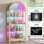 HNEBC Arched Book Shelf with Glass Doors, LED Bookcase with RGB Lights - Image 6
