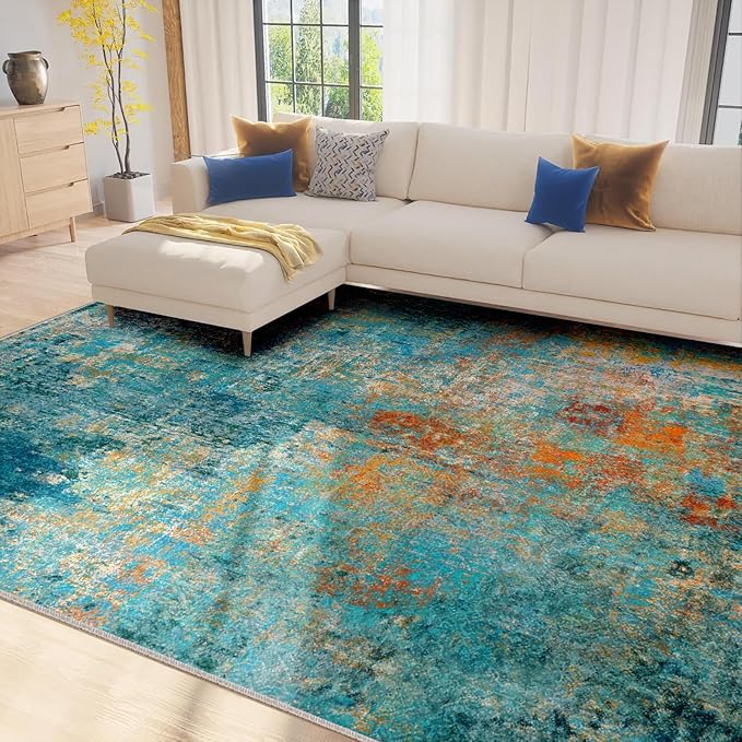 RELEANY Washable Area Rugs 7'x9' Non-Slip Modern Abstract Soft - Image 8