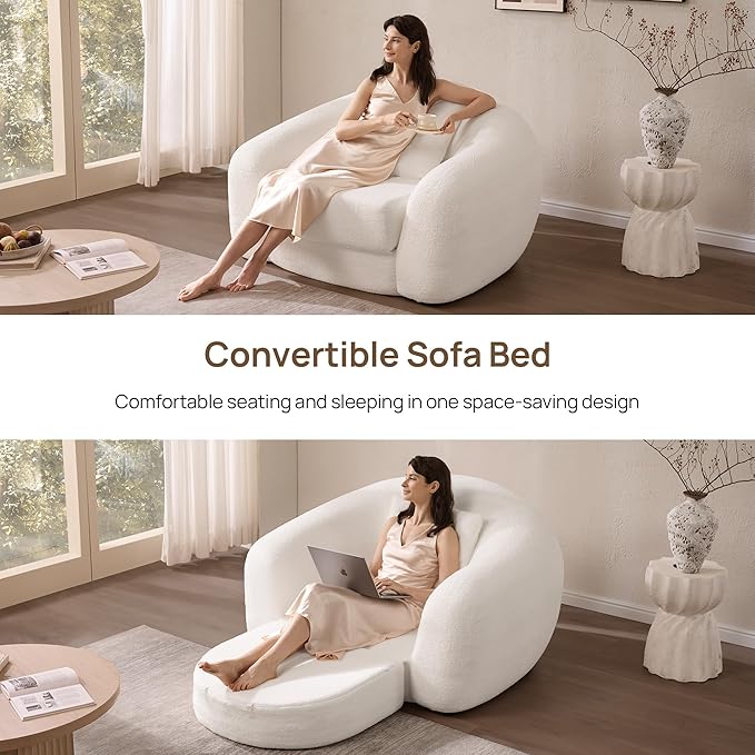 SICOTAS 49.9" Curved Convertible Sofa Couch Bed - Image 3