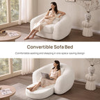 SICOTAS 49.9" Curved Convertible Sofa Couch Bed - Image 3