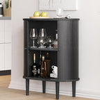 WERMO 28'' Fluted Black Bar Cabinet - Image 4