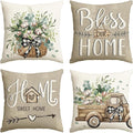 AVOIN Colorlife Bless Our Home Farmhouse Eucalyptus Leaves Throw Pillow Covers by AVOINcolorlife