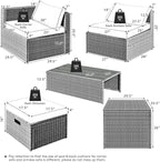Tangkula 8 Piece Patio Wicker Furniture Set, Patiojoy Space Saving Outdoor PE - Image 4