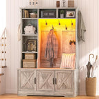 CSZZD Hall Tree with Bench and Shoe Storage, Farmhouse Entryway Bench with Coat by CSZZD