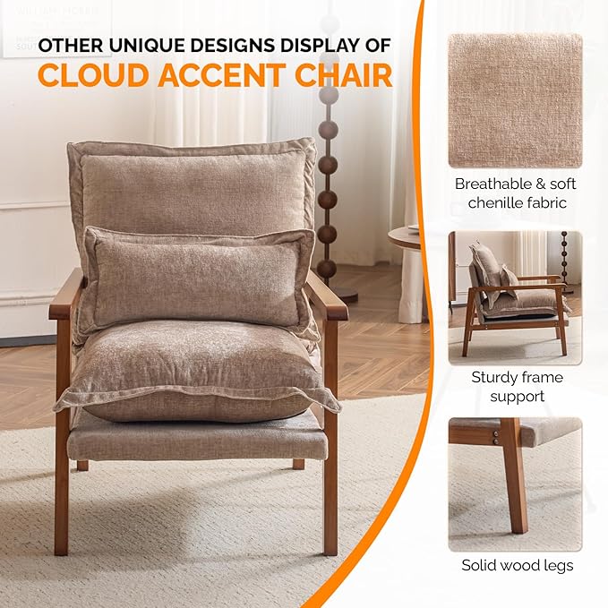 VINGLI Mid-Century Modern Cloud Accent Armchair - Image 5