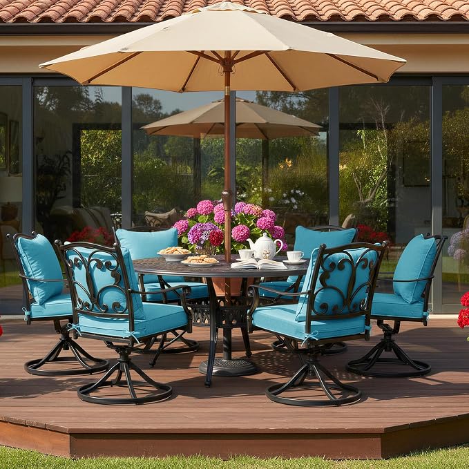 Summsun Faux Linen Outdoor Chair Cushions, Water Resistant Backrest and Seat - Image 9