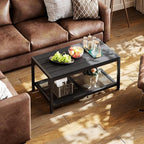 ODK Outdoor Coffee Table with Double-Layer Storage, Rectangle Weather-Resistant - Image 2