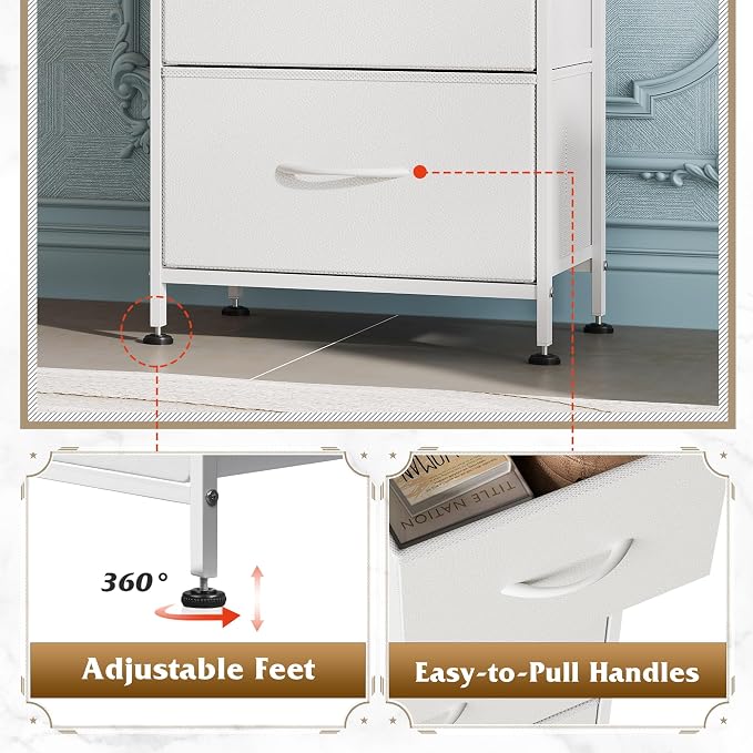 WLIVE Dresser with 4 Drawers, Storage Tower, Organizer Unit, Fabric Dresser - Image 7