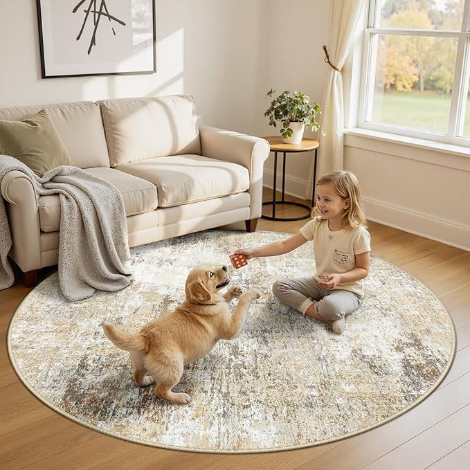 RELEANY Washable Area Rugs 6ft Non-Slip Modern Abstract Soft - Image 2
