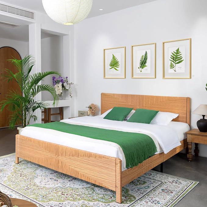 Yechen Hand-Woven PE Rattan King Bed Frame - Image 7