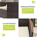 3-Piece Outdoor Furniture Set, PE Rattan Wicker Chairs - Image 3