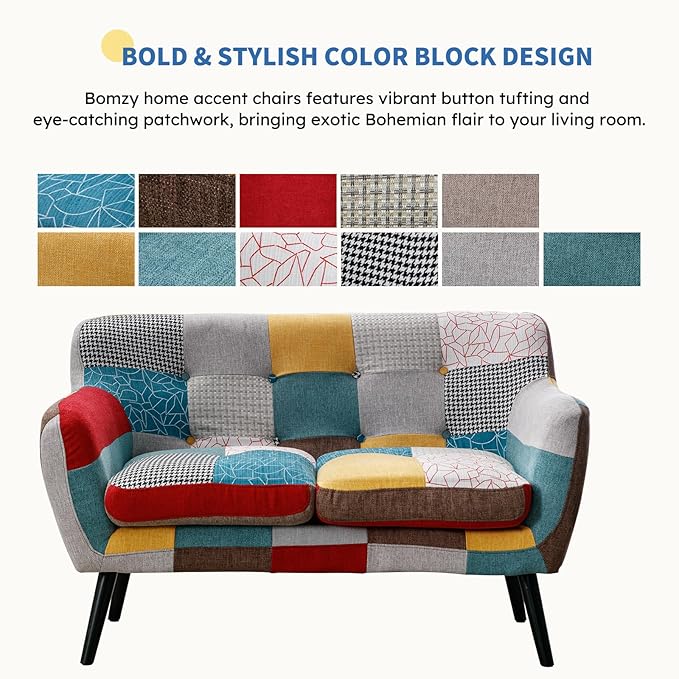 Bonzy Home Modern Colorful 4 Piece Coroful Fabric Sofa Set, Included 2 Accent - Image 6